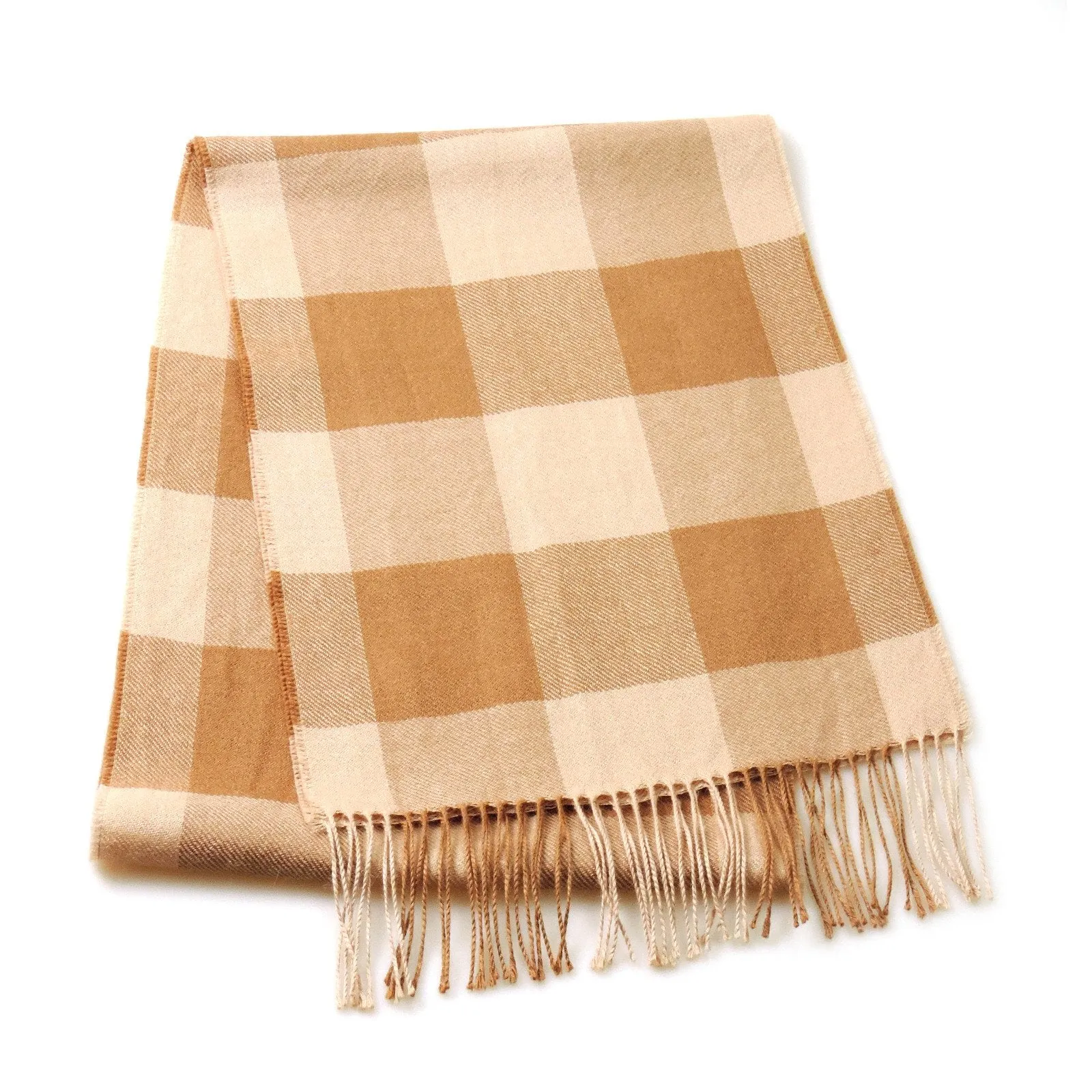 100% Baby Alpaca Plaid Scarf in Natural Colors