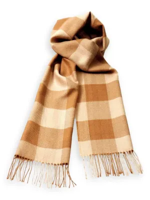 100% Baby Alpaca Plaid Scarf in Natural Colors