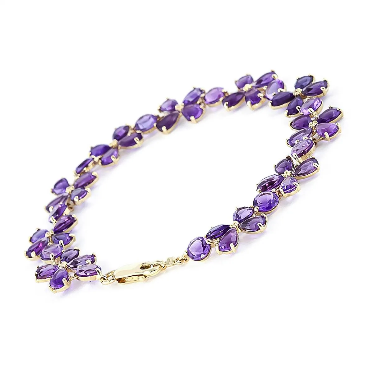 20.7 Carat 14K Solid Yellow Gold Bracelets Natural Amethyst