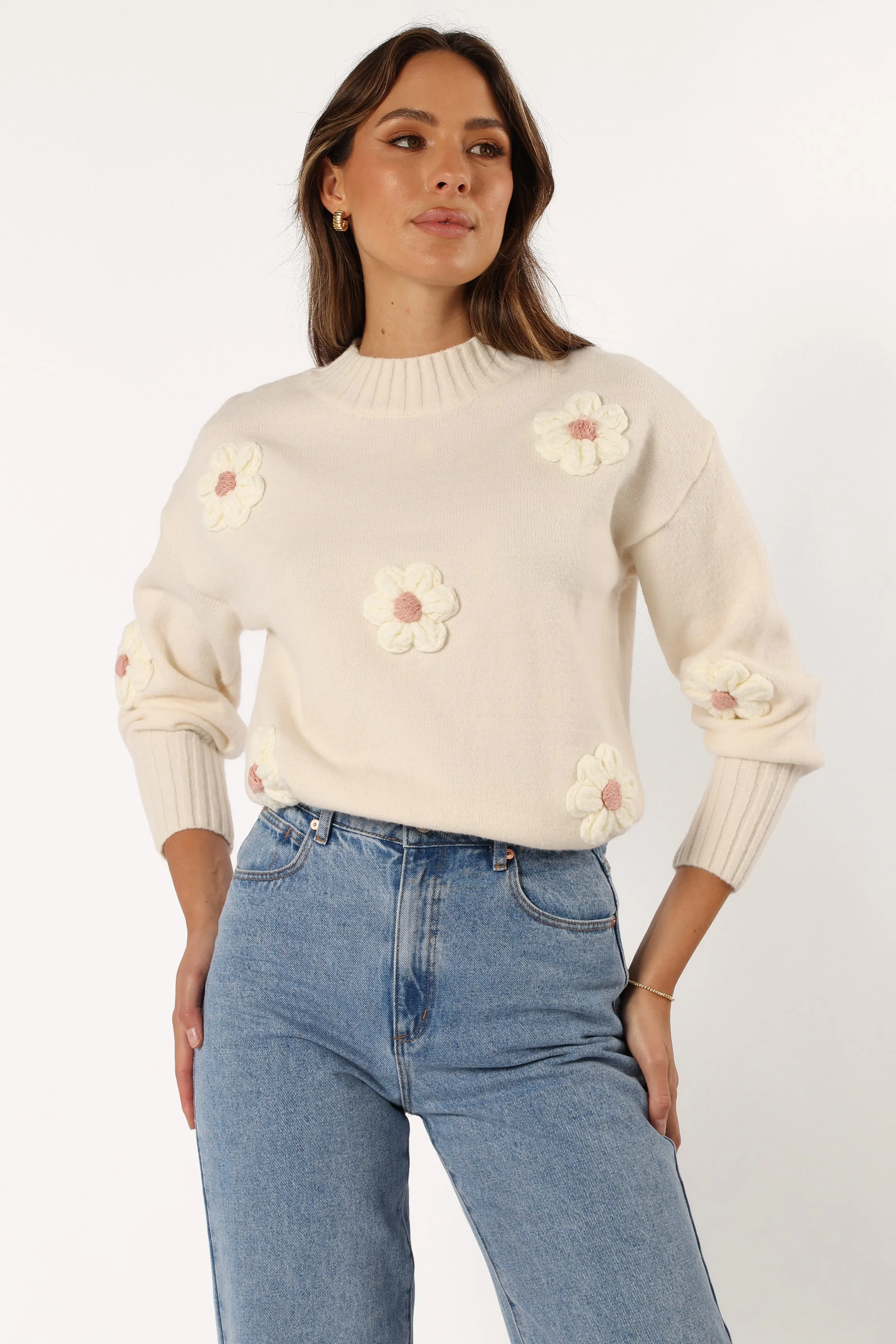 Alto Flower Knit Sweater - White