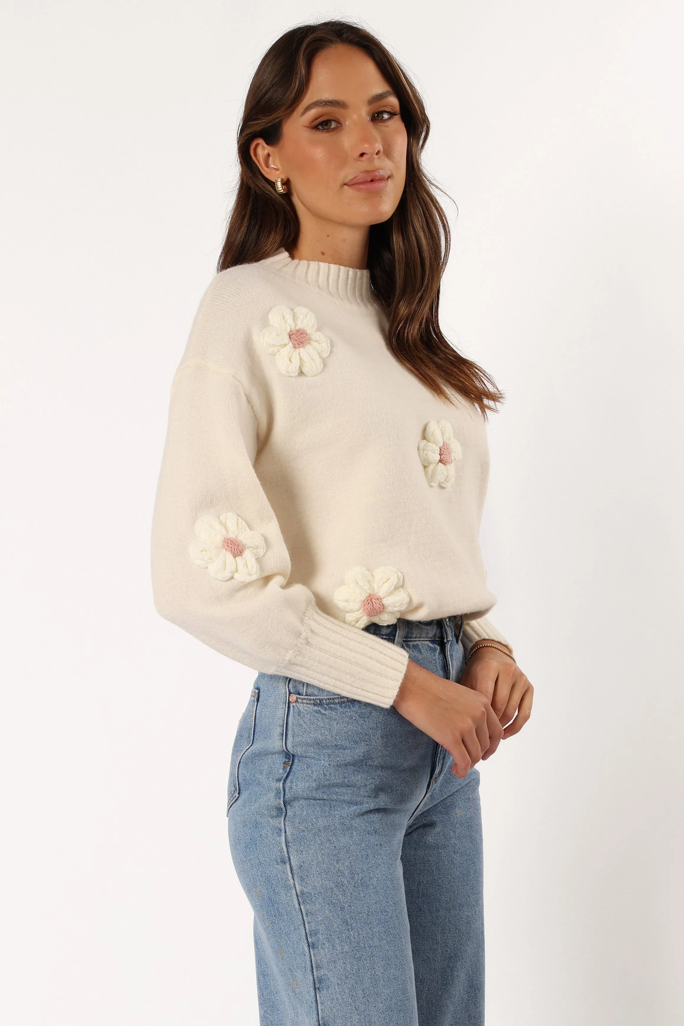 Alto Flower Knit Sweater - White