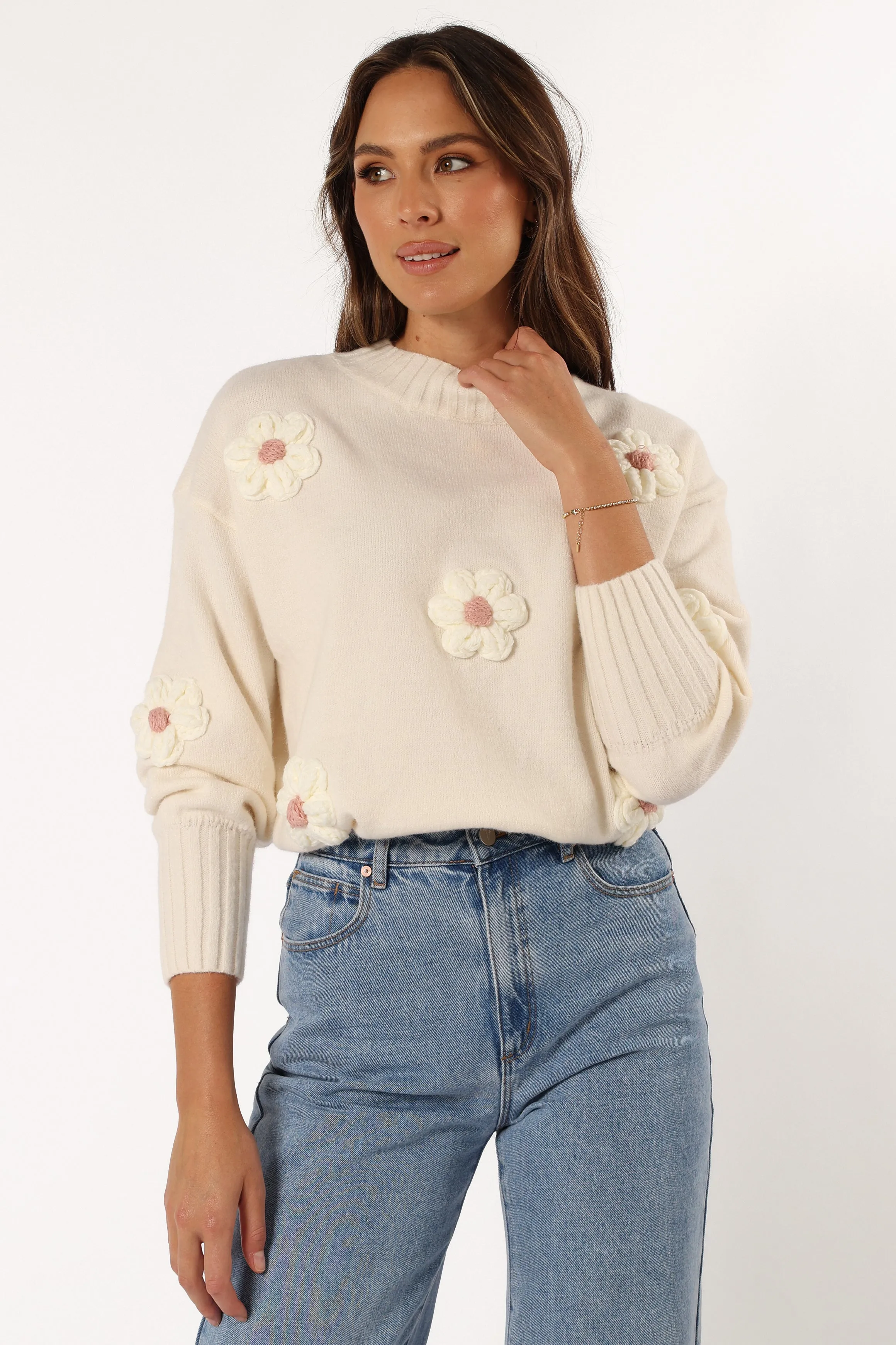 Alto Flower Knit Sweater - White