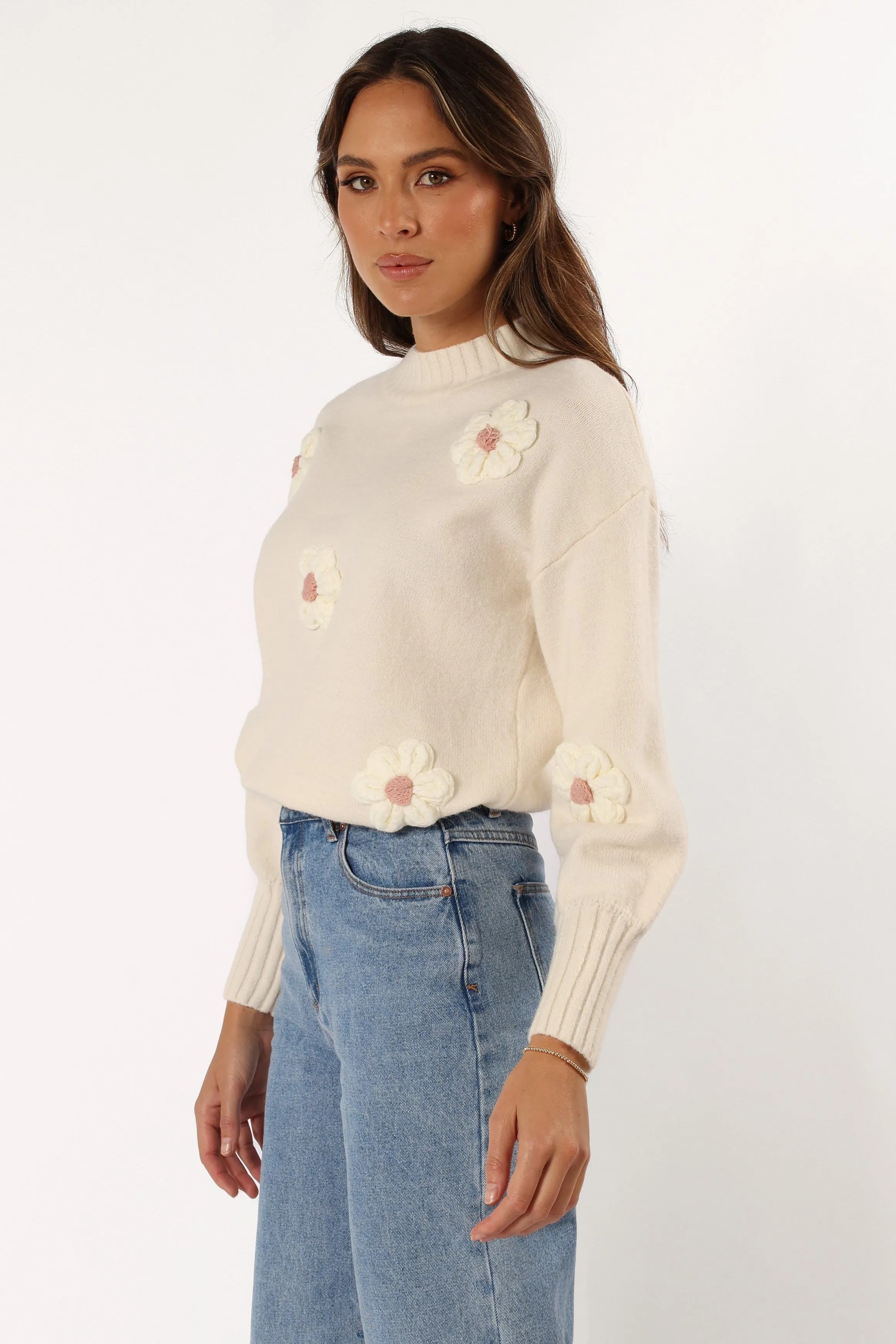 Alto Flower Knit Sweater - White