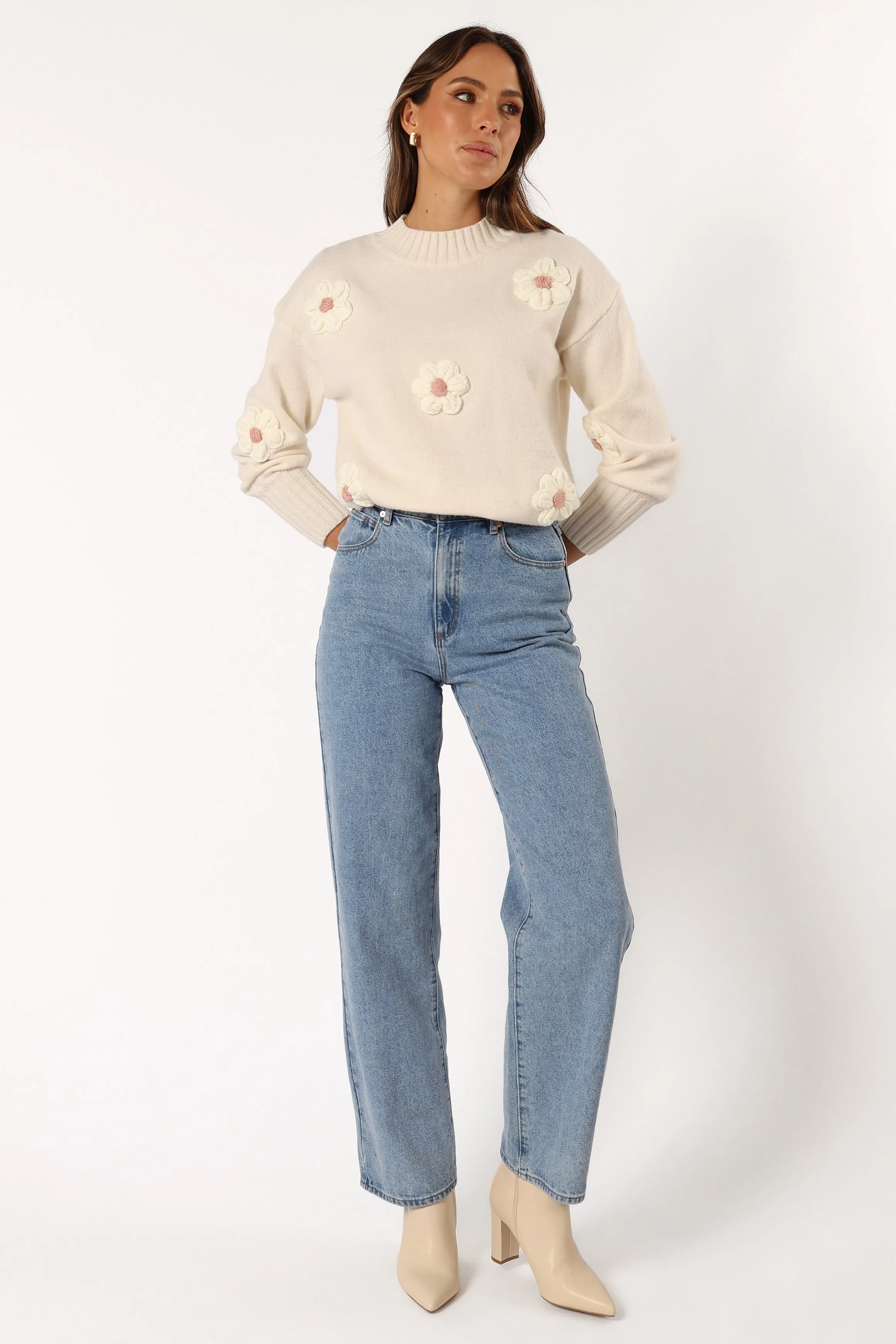 Alto Flower Knit Sweater - White