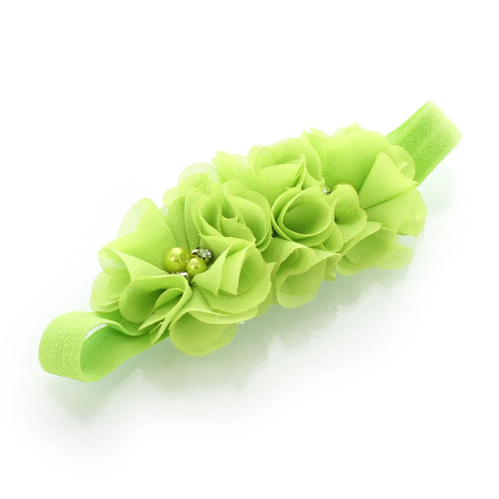 Baby Beaded Chiffon 3-Flower Headband