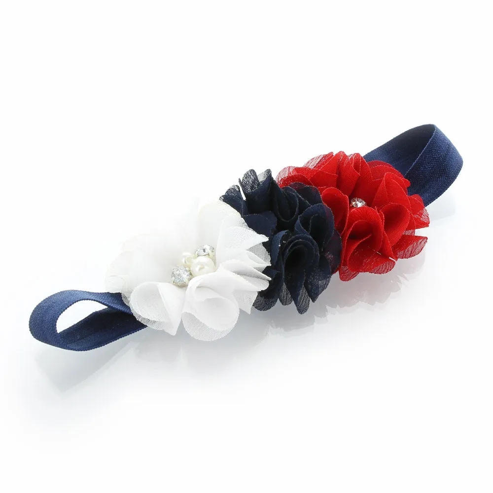 Baby Beaded Chiffon 3-Flower Headband