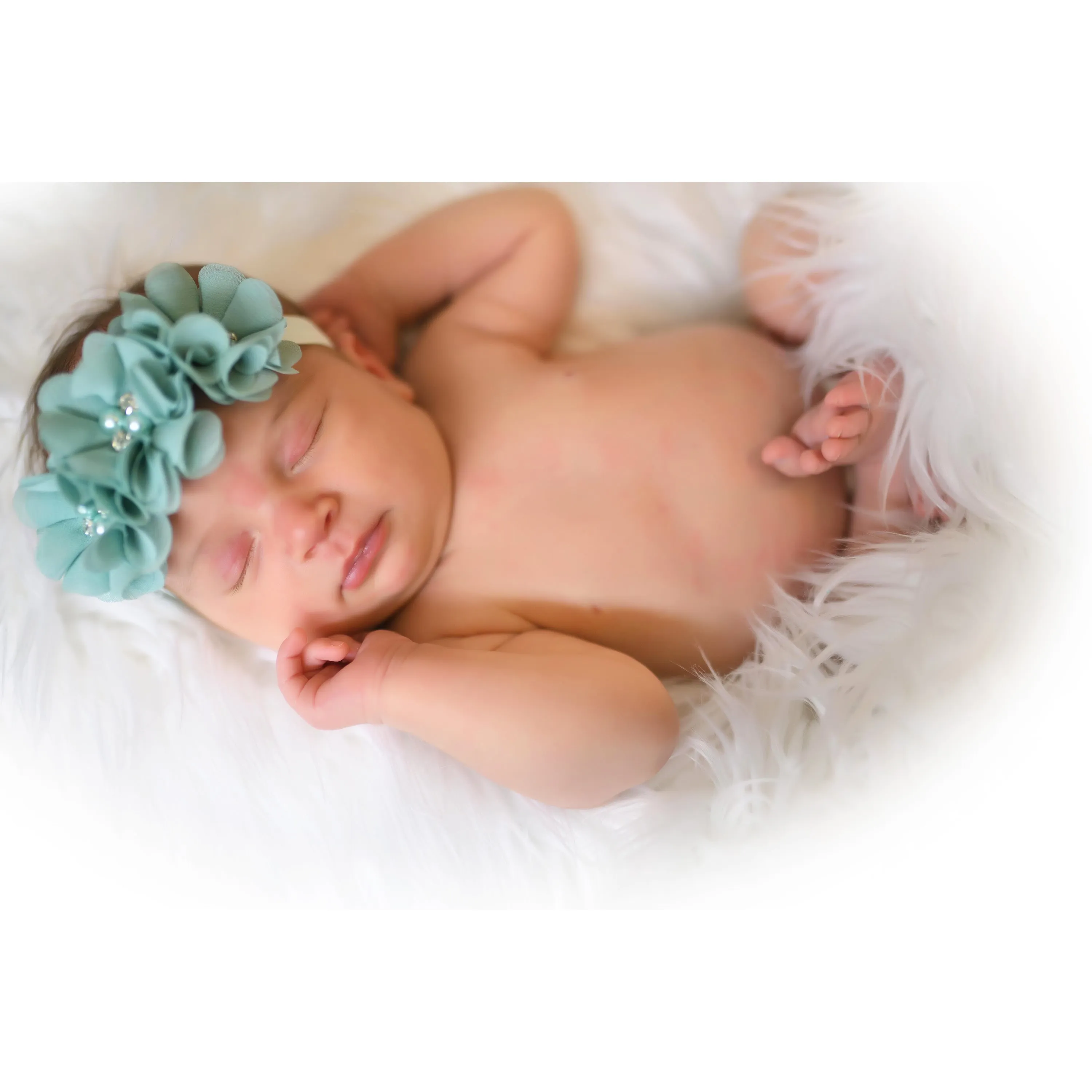 Baby Beaded Chiffon 3-Flower Headband