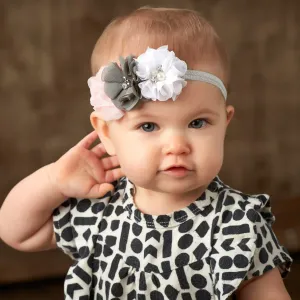 Baby Beaded Chiffon 3-Flower Headband