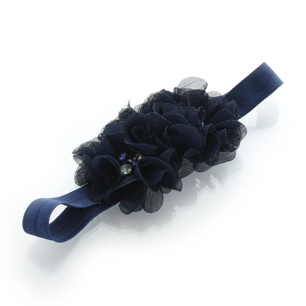 Baby Beaded Chiffon 3-Flower Headband