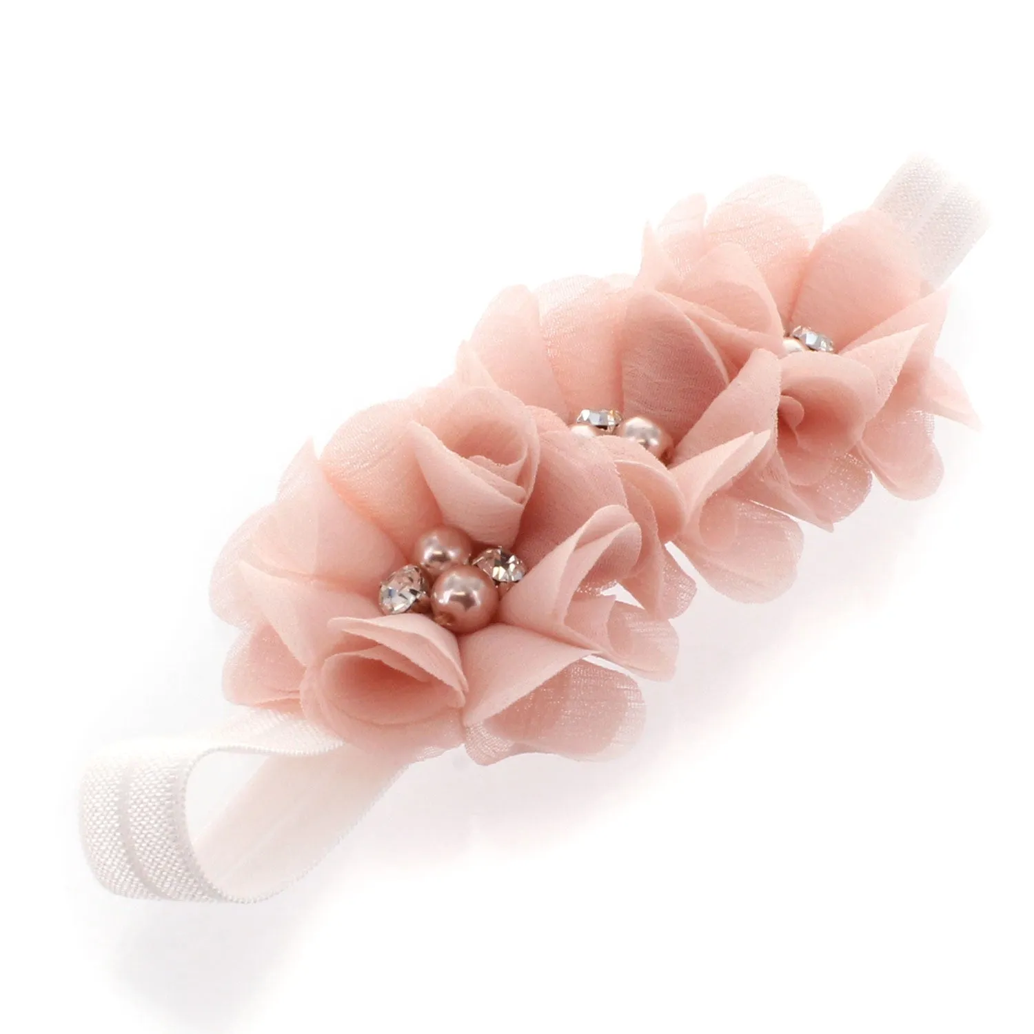 Baby Beaded Chiffon 3-Flower Headband