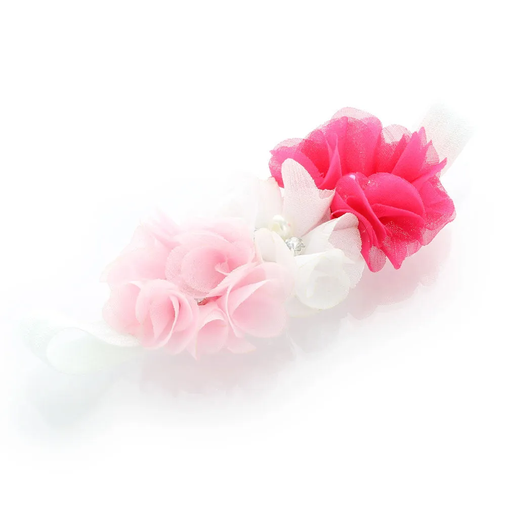 Baby Beaded Chiffon 3-Flower Headband