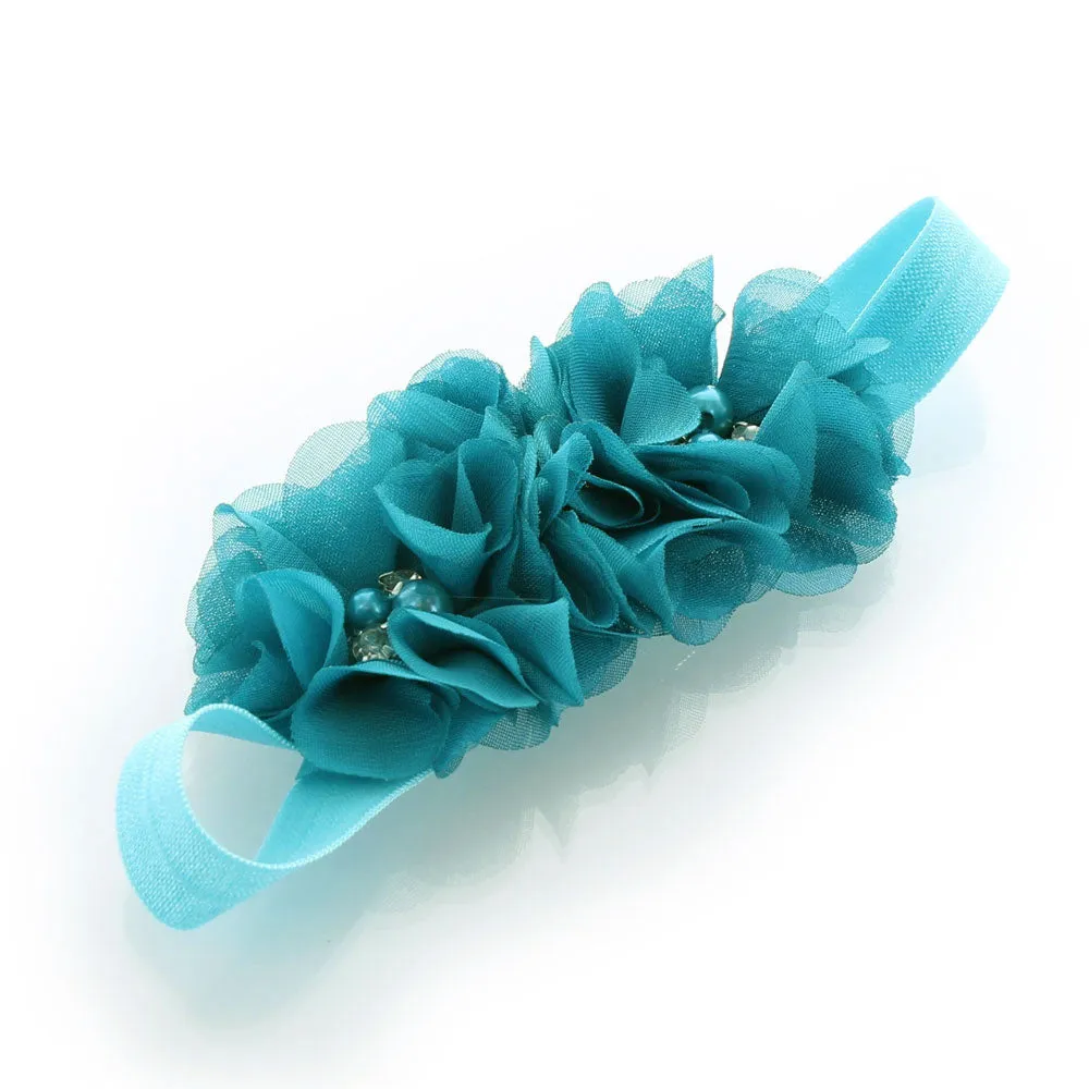 Baby Beaded Chiffon 3-Flower Headband