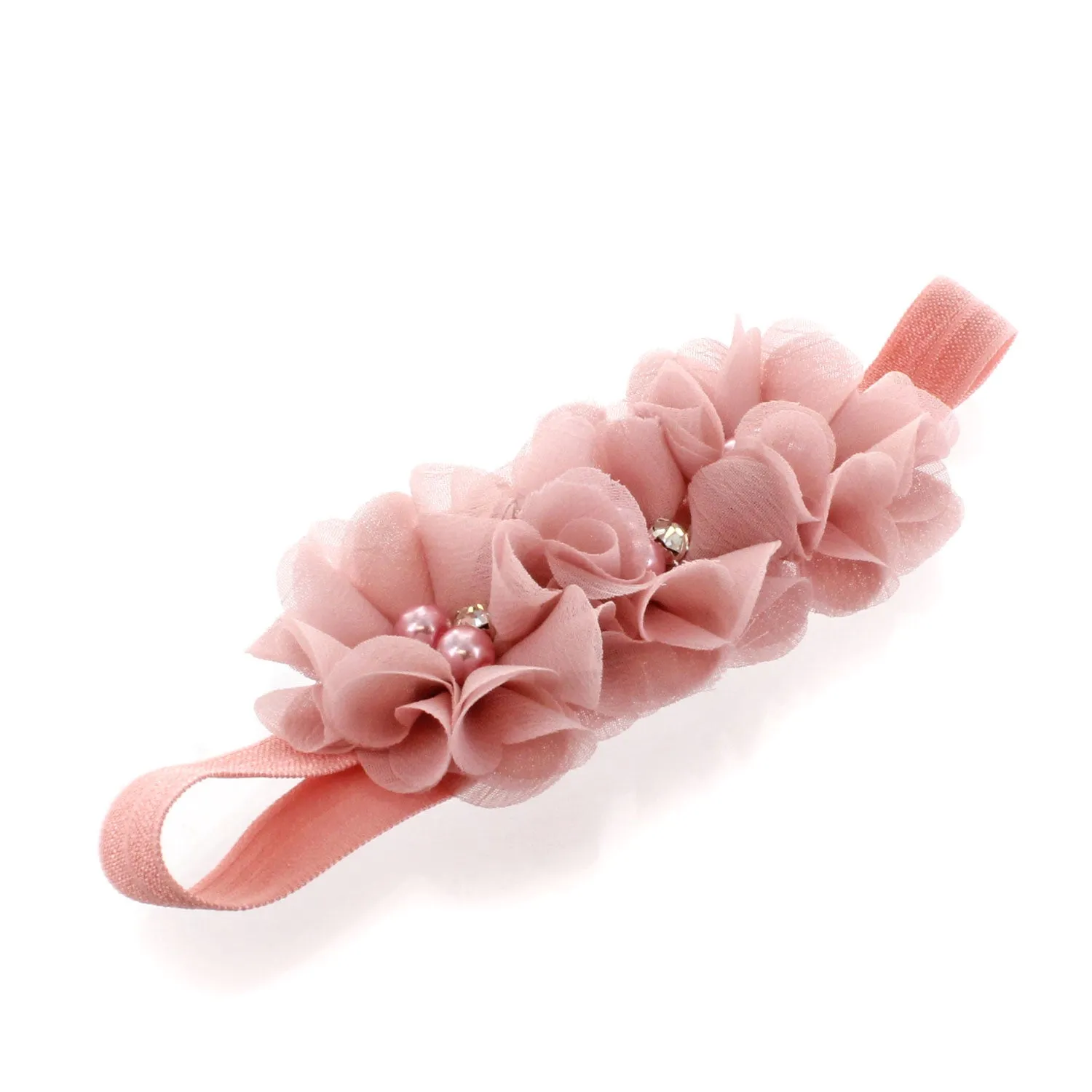 Baby Beaded Chiffon 3-Flower Headband