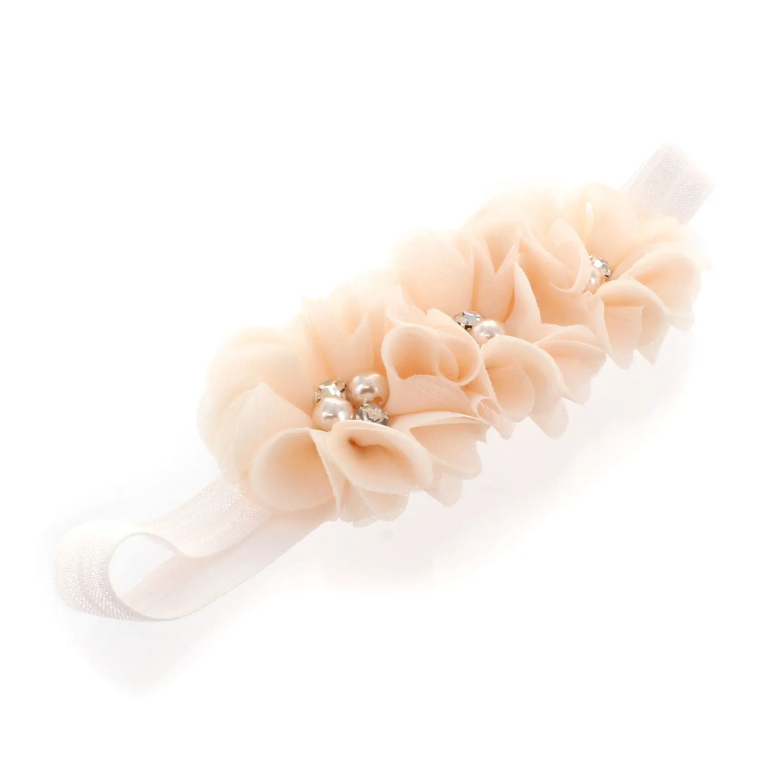 Baby Beaded Chiffon 3-Flower Headband