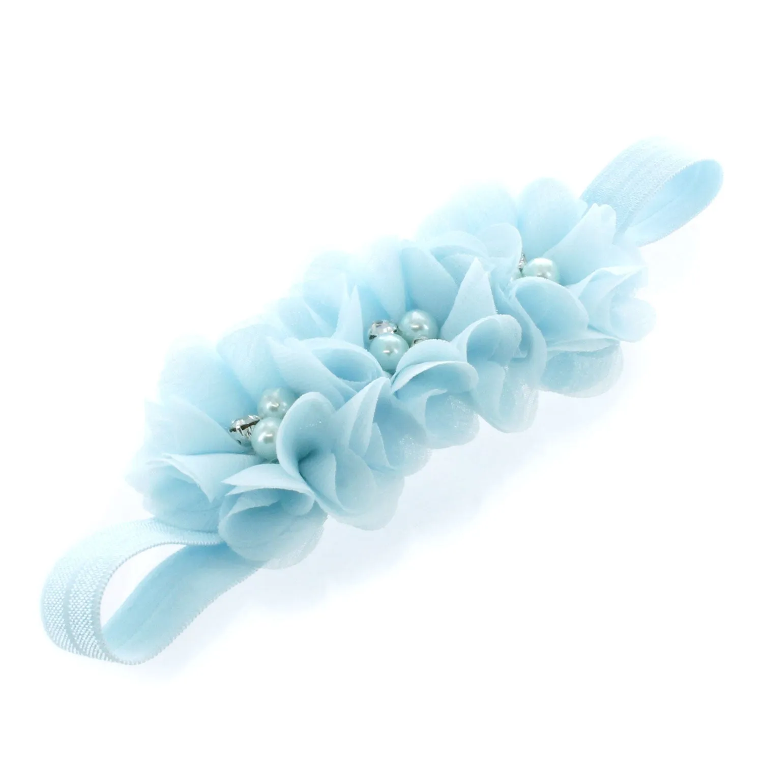 Baby Beaded Chiffon 3-Flower Headband