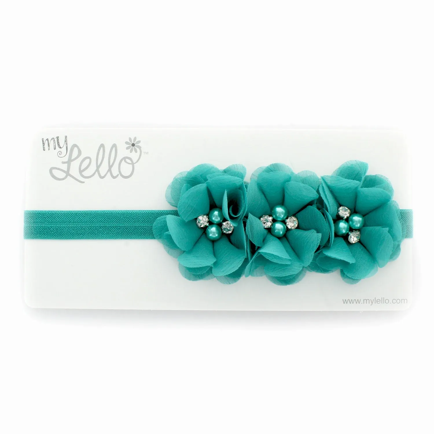 Baby Beaded Chiffon 3-Flower Headband