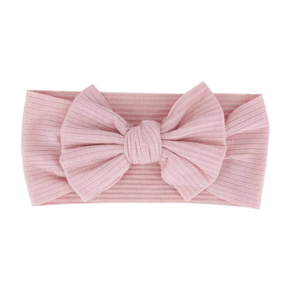 Baby Textured Single Soft Bow Knot Headband — Pink