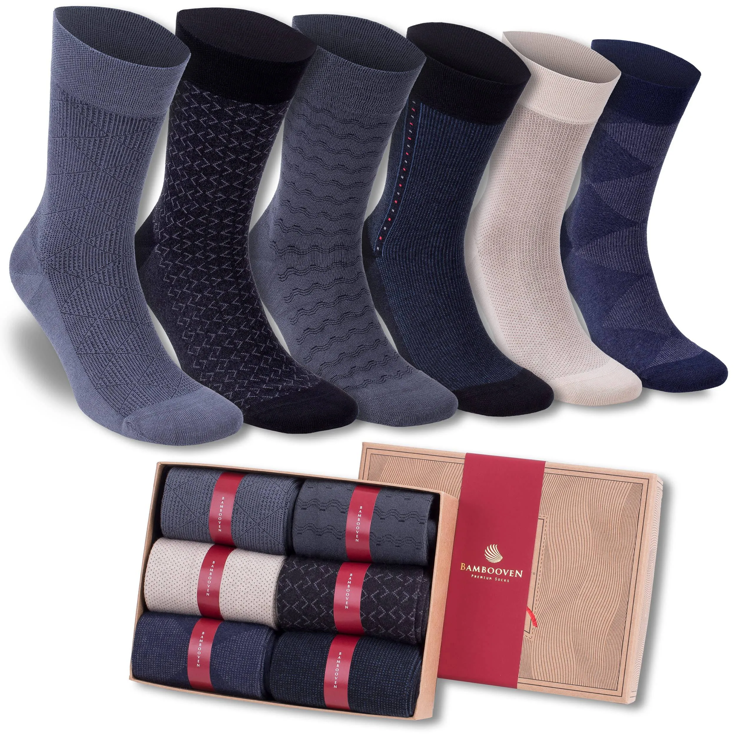 Bambooven Men’s Dress & Trouser Socks – Odor-Free Bamboo (6 Pairs)