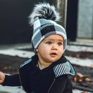 Black and White Plaid Beanie