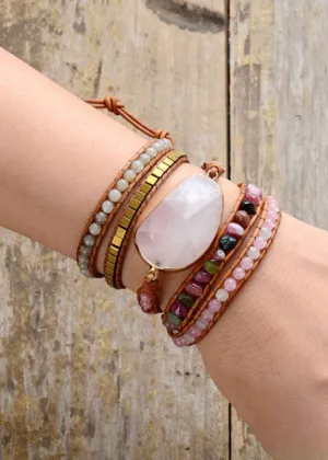 Boho Beaded Bracelets - Pink Tourmaline