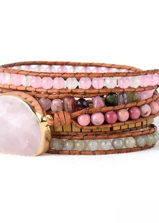 Boho Beaded Bracelets - Pink Tourmaline