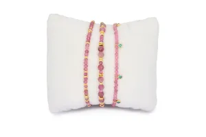 Bonaire Gold & Pink Tourmaline Stacking Bracelets