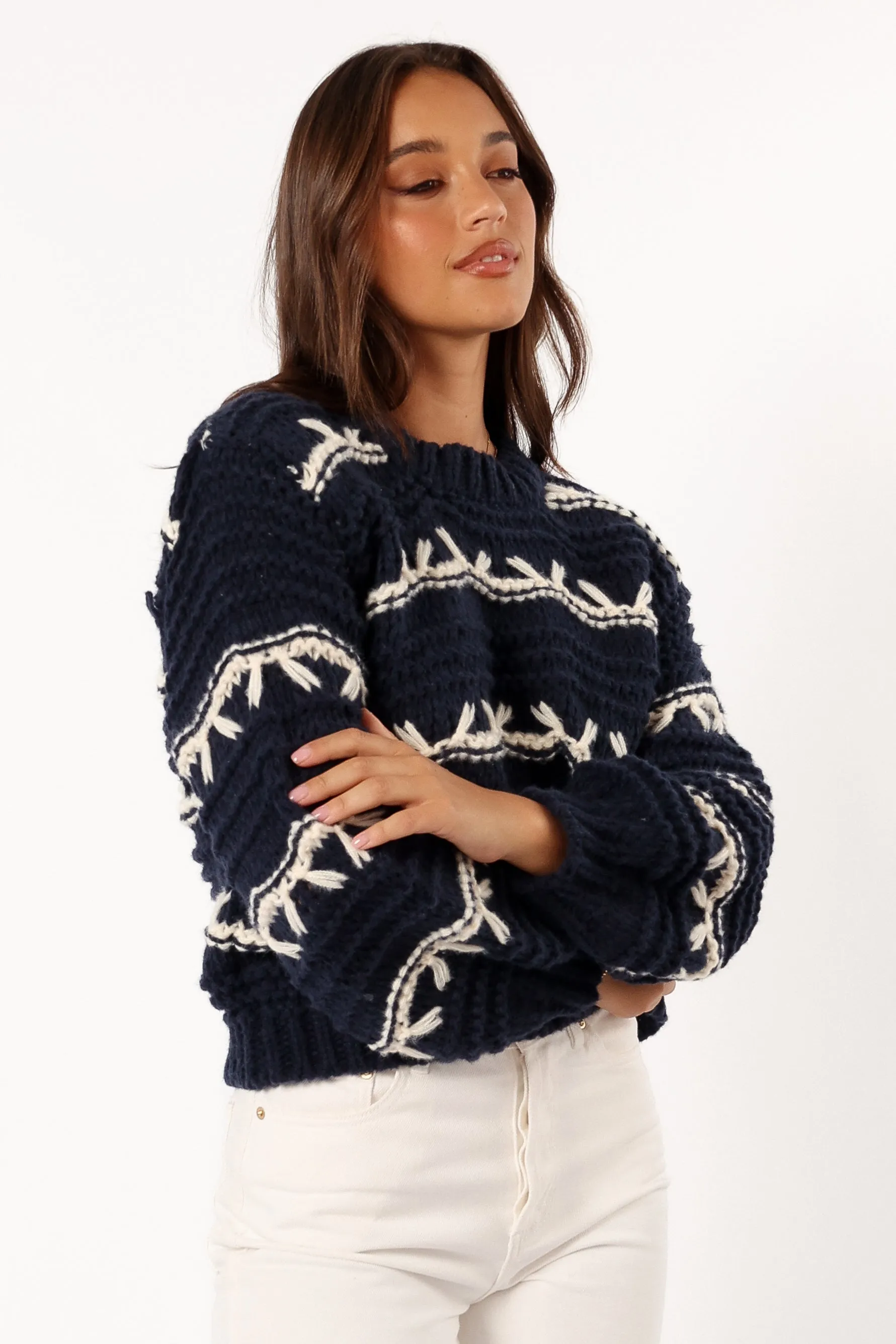 Bryony Knit Sweater - Navy