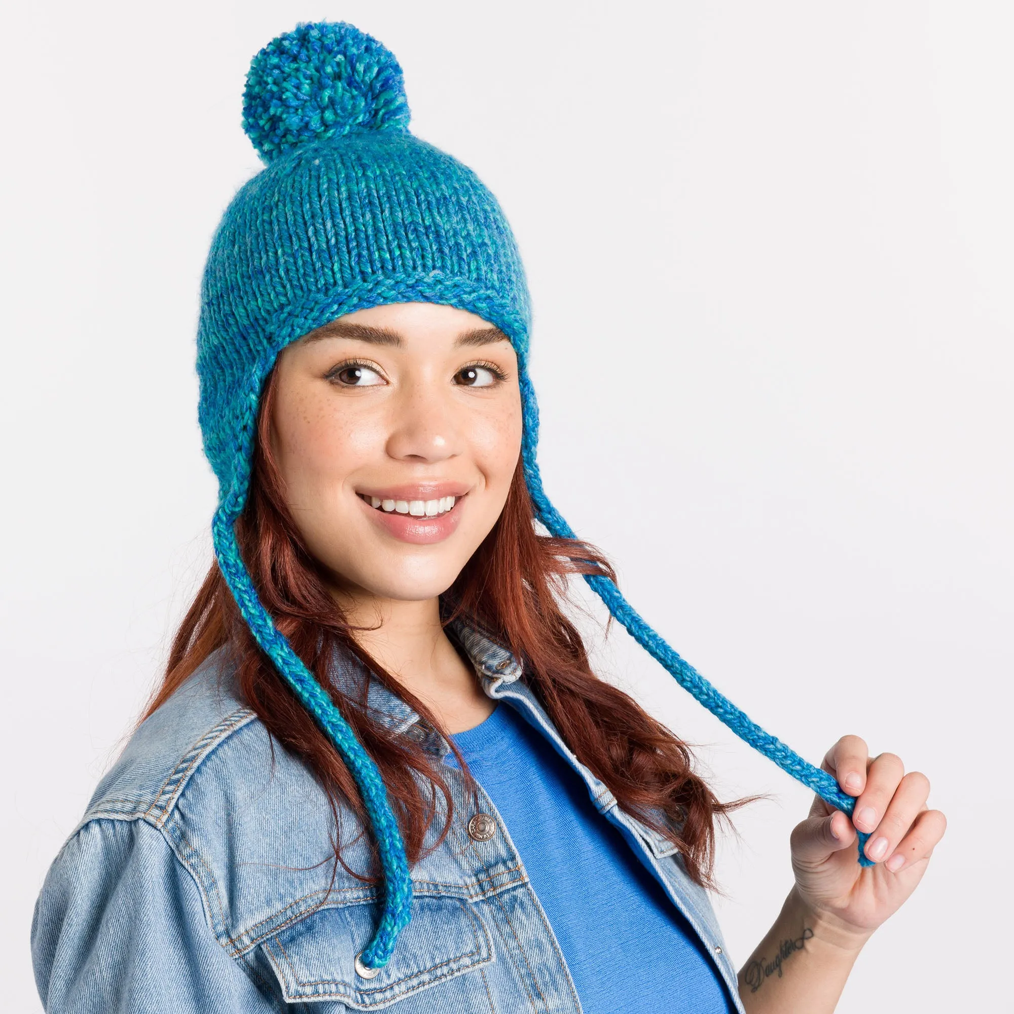 Caron Knit Ear Flap Cozy Hat