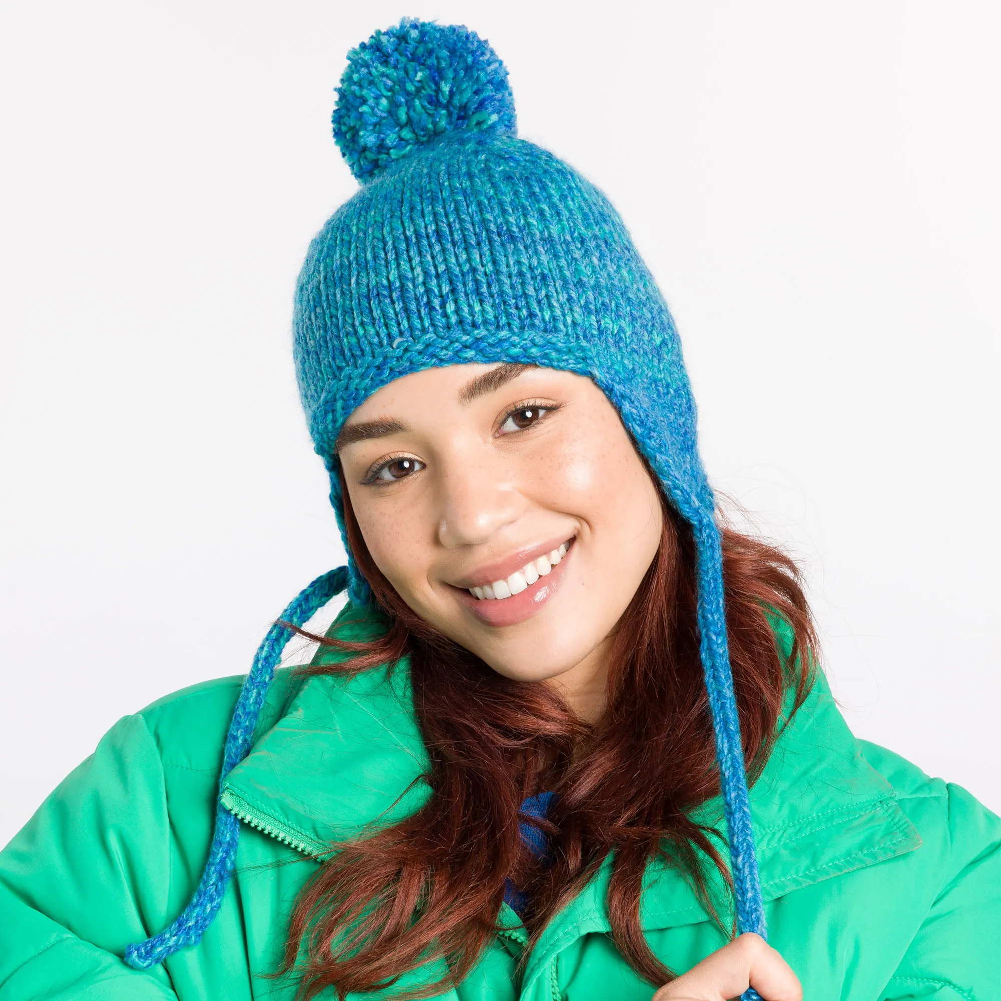 Caron Knit Ear Flap Cozy Hat