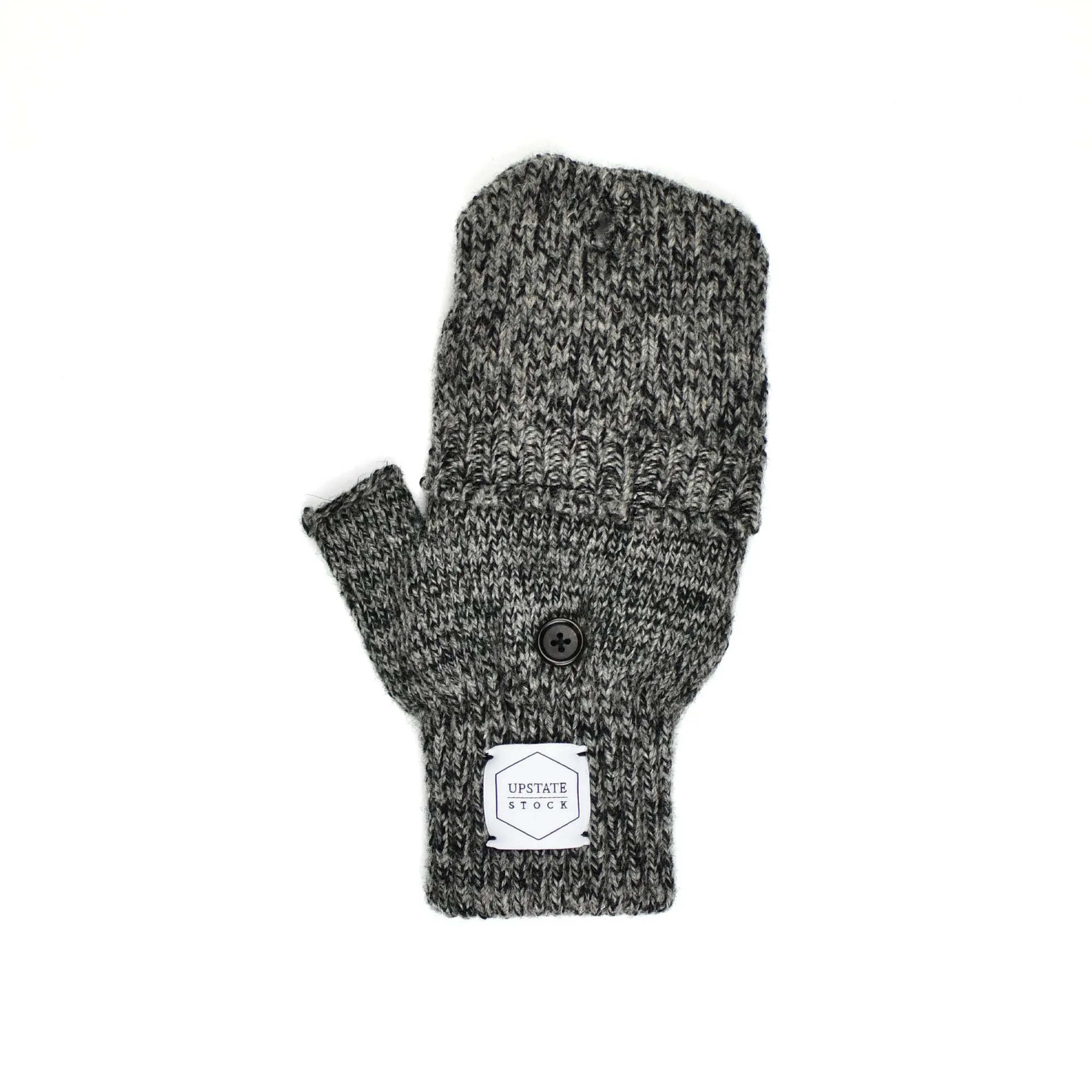 Charcoal Melange Convertible Fingerless 'Glomitt' with Black Deerskin