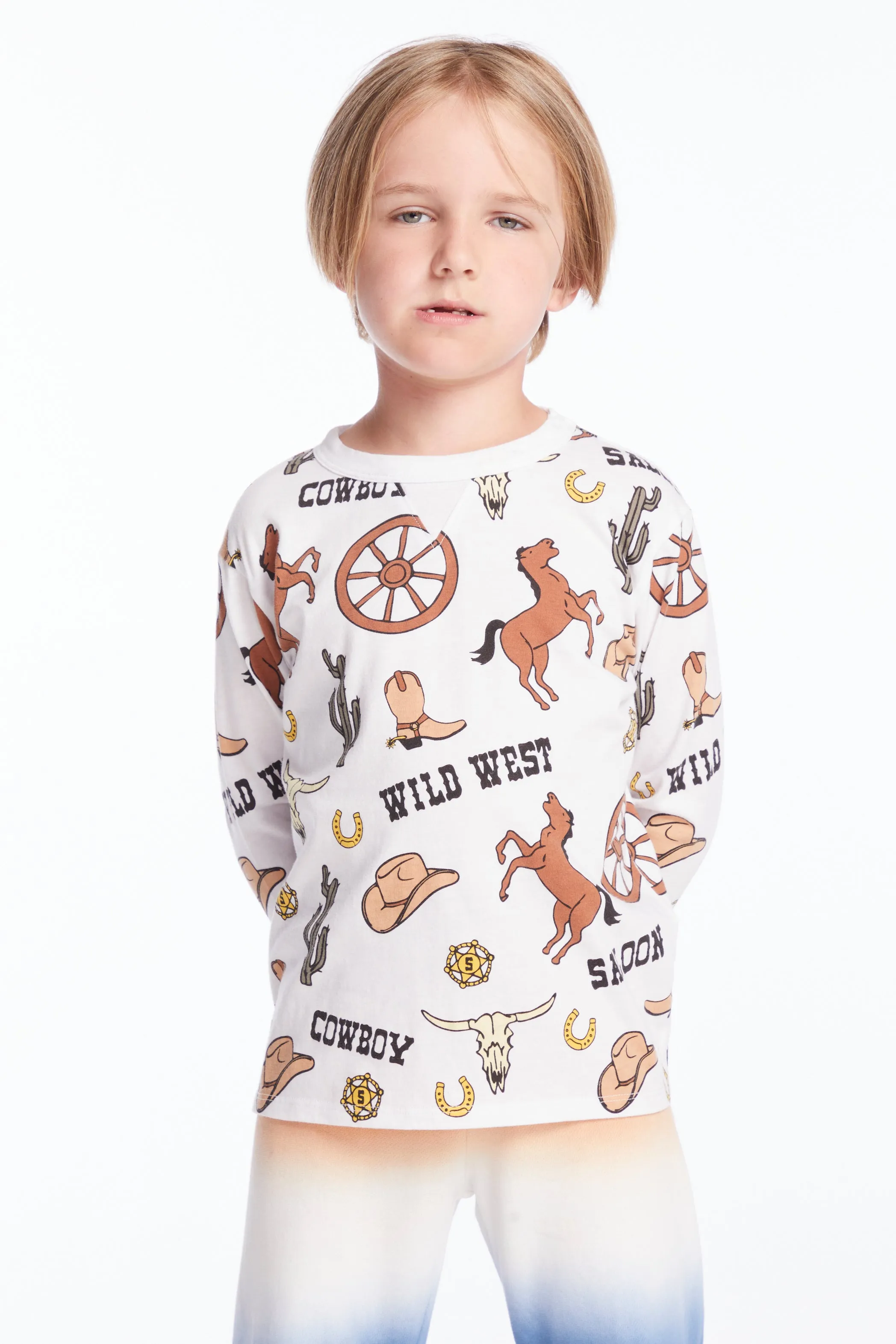 Chaser Allover Cowboy Hats Boys Long Sleeve Tee