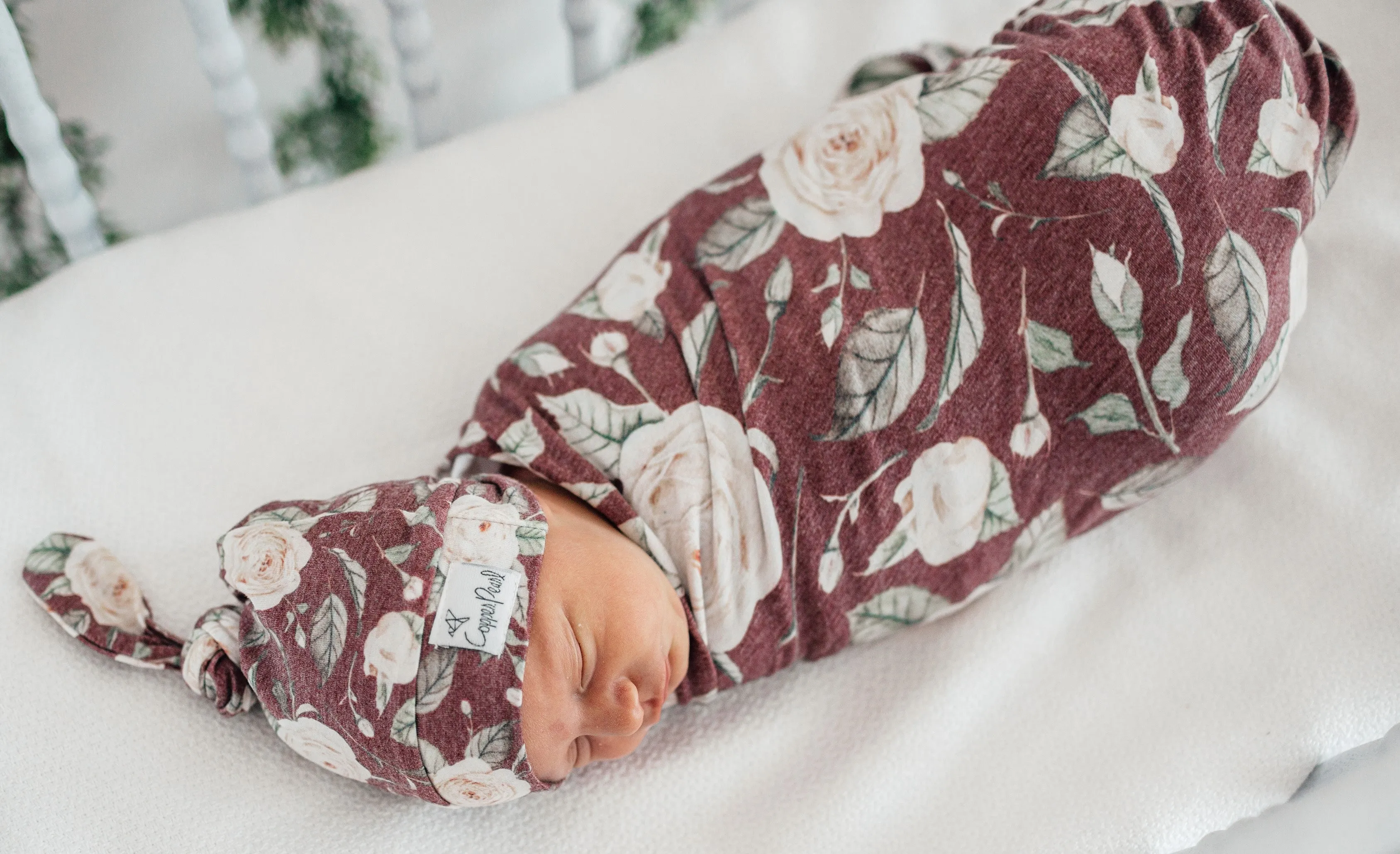 Copper Pearl Scarlet Top Knot Hat