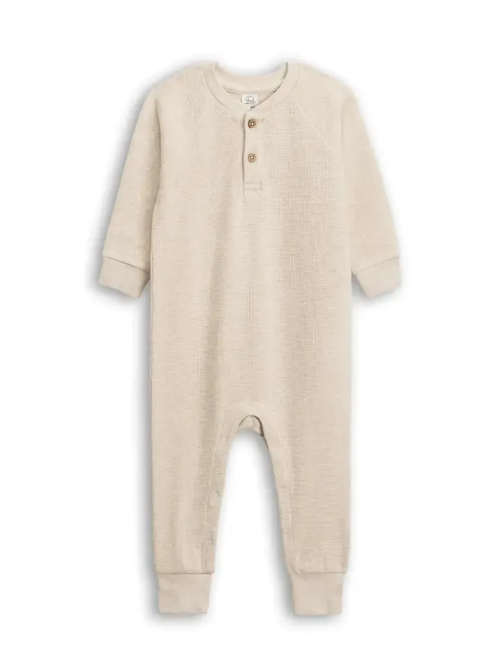 CROSBY WAFFLE KNIT HENLEY ROMPER