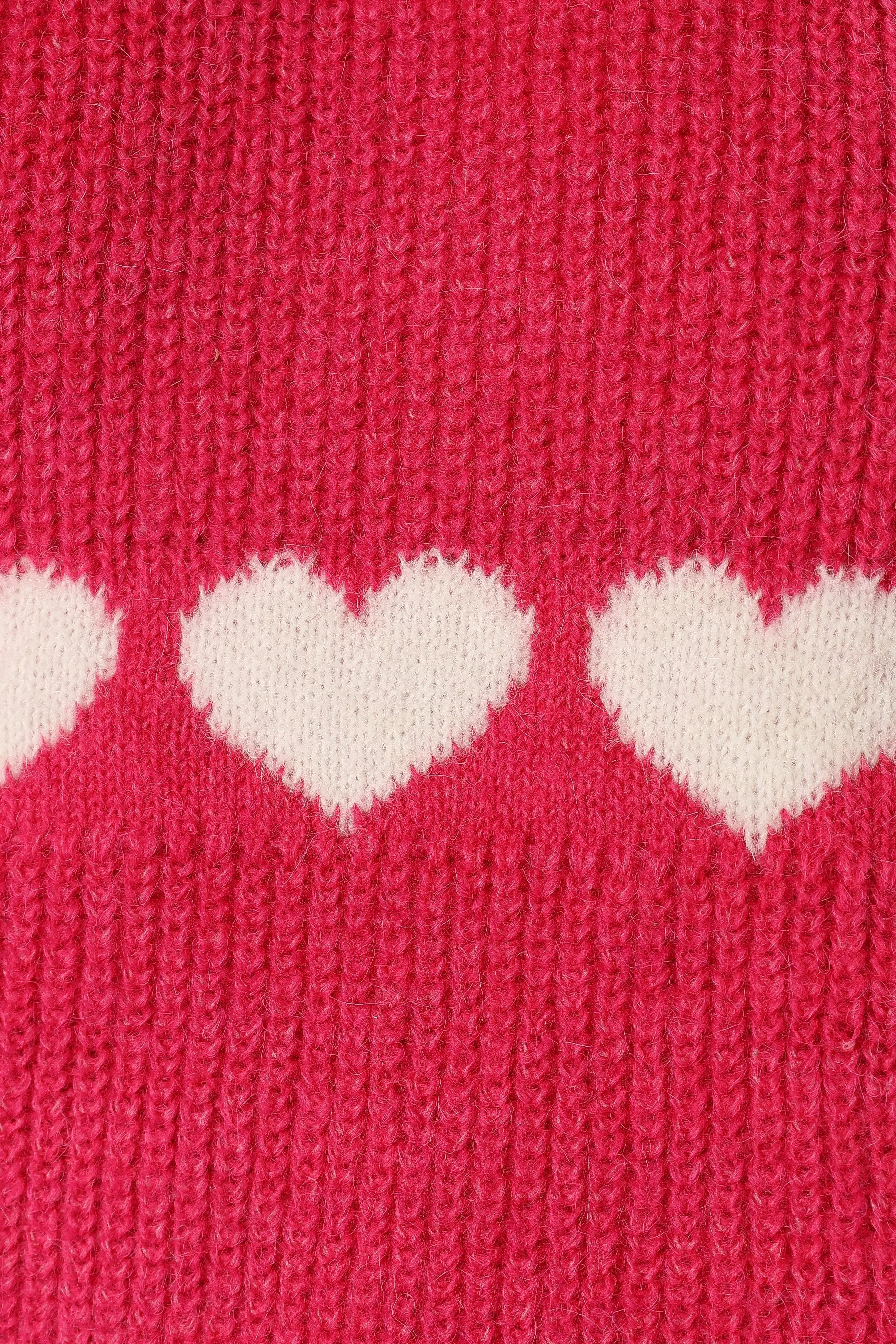 Dakotah Heart Stripe Knit Sweater - Fuchsia White