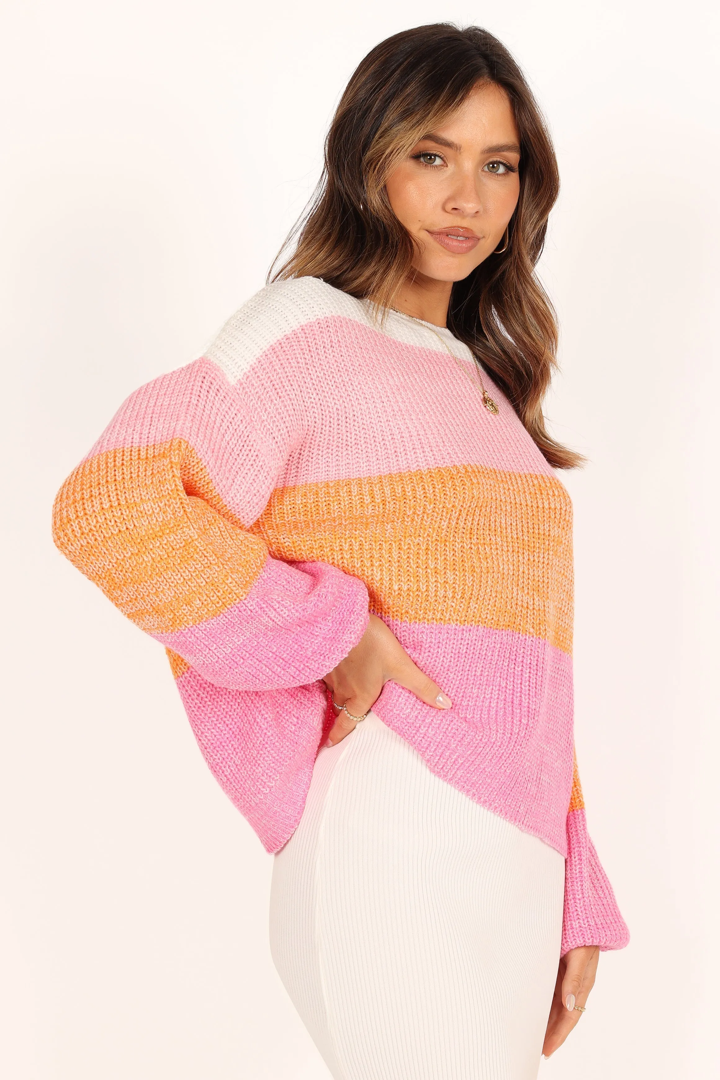 Danielle Knit Sweater - Pink Stripe