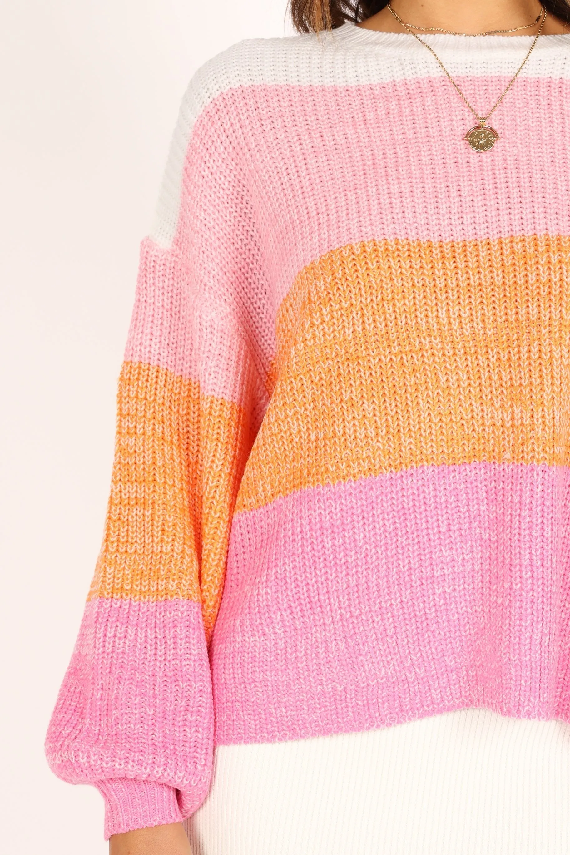 Danielle Knit Sweater - Pink Stripe