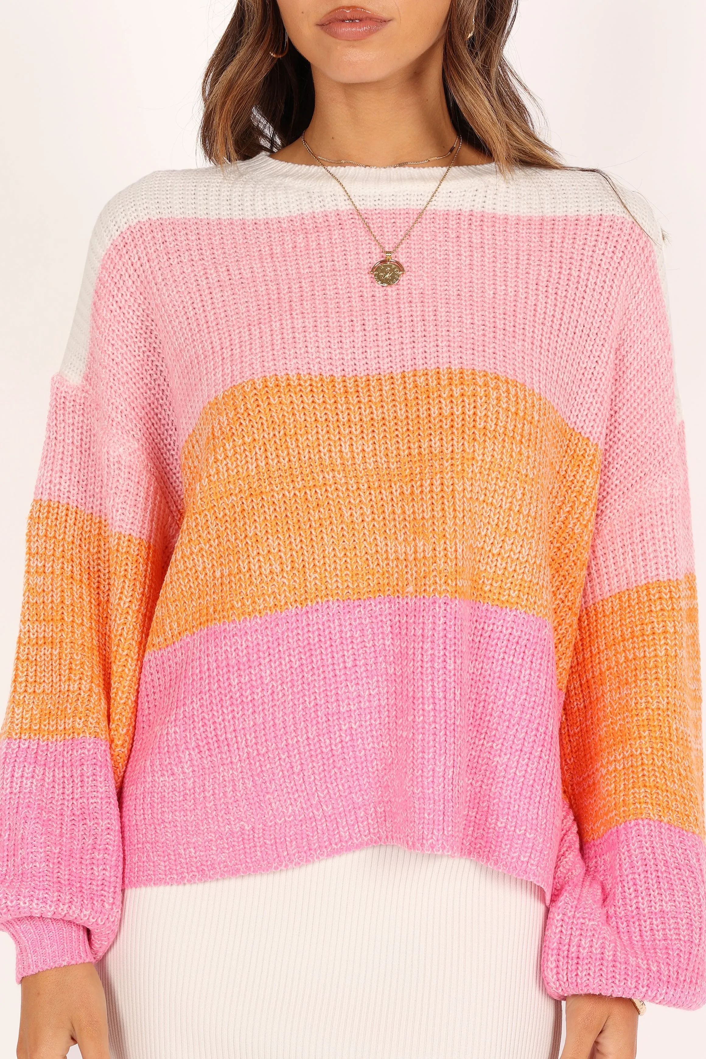 Danielle Knit Sweater - Pink Stripe