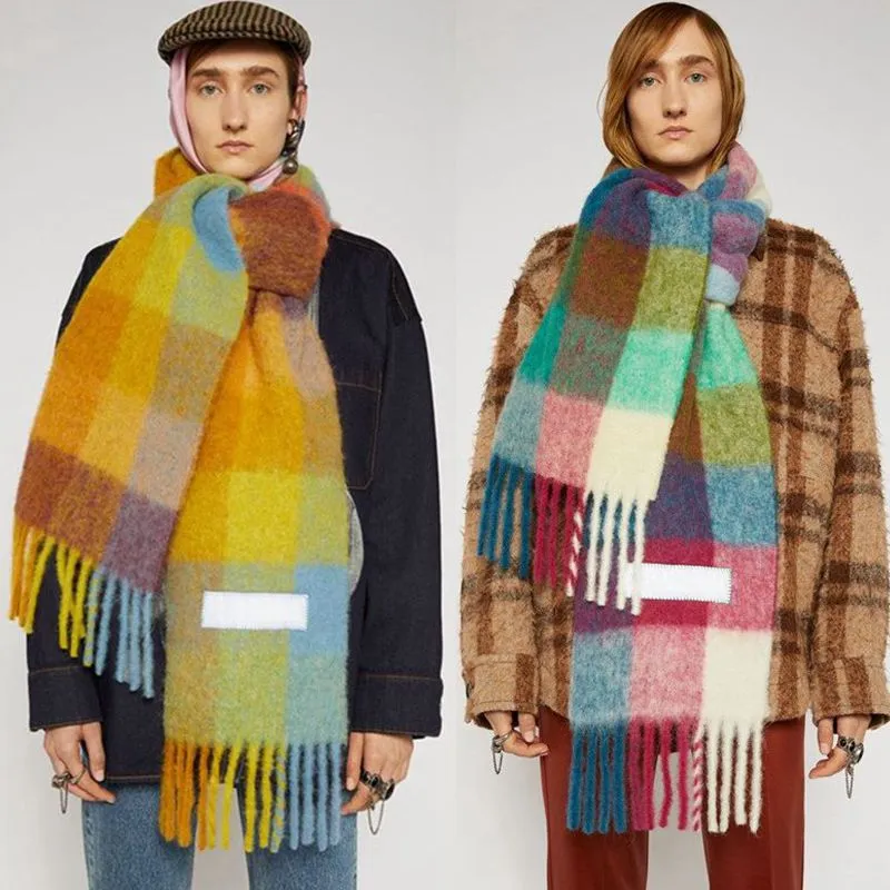 Europe latest autumn and winter multi color thickened Plaid women's scarf AC with extended Plaid shawl couple warm scarf