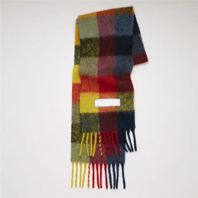 Europe latest autumn and winter multi color thickened Plaid women's scarf AC with extended Plaid shawl couple warm scarf