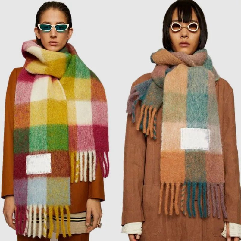 Europe latest autumn and winter multi color thickened Plaid women's scarf AC with extended Plaid shawl couple warm scarf