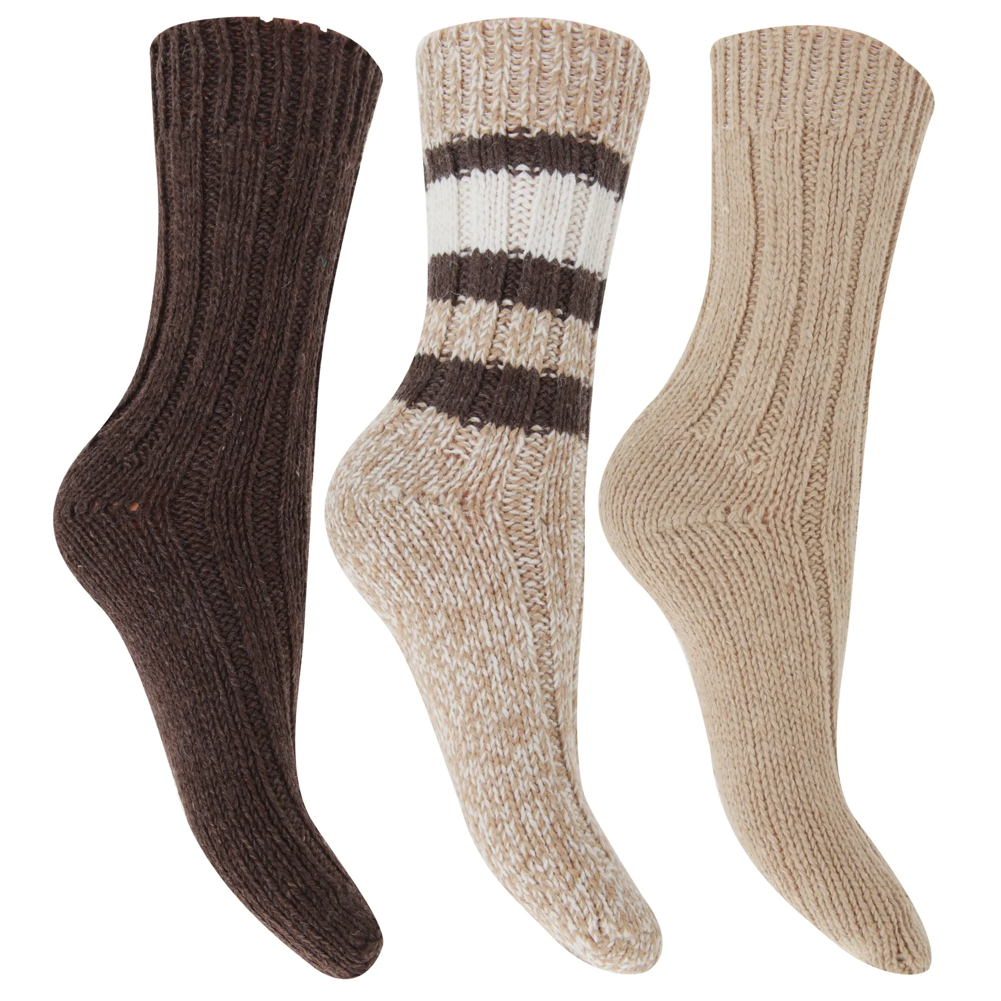 FLOSO Ladies/Womens Thermal Thick Chunky Wool Blended Socks (Pack Of 3)