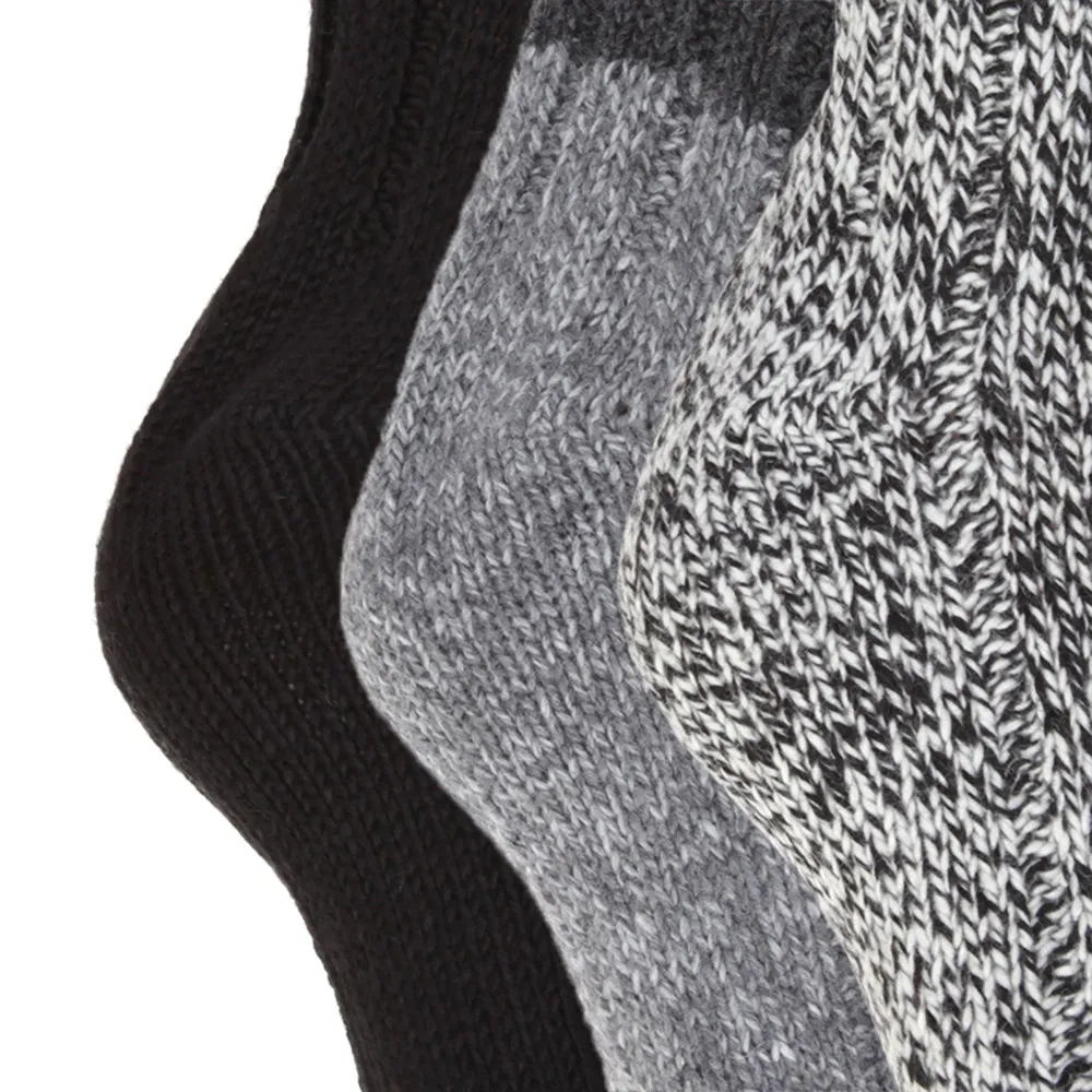 FLOSO Ladies/Womens Thermal Thick Chunky Wool Blended Socks (Pack Of 3)