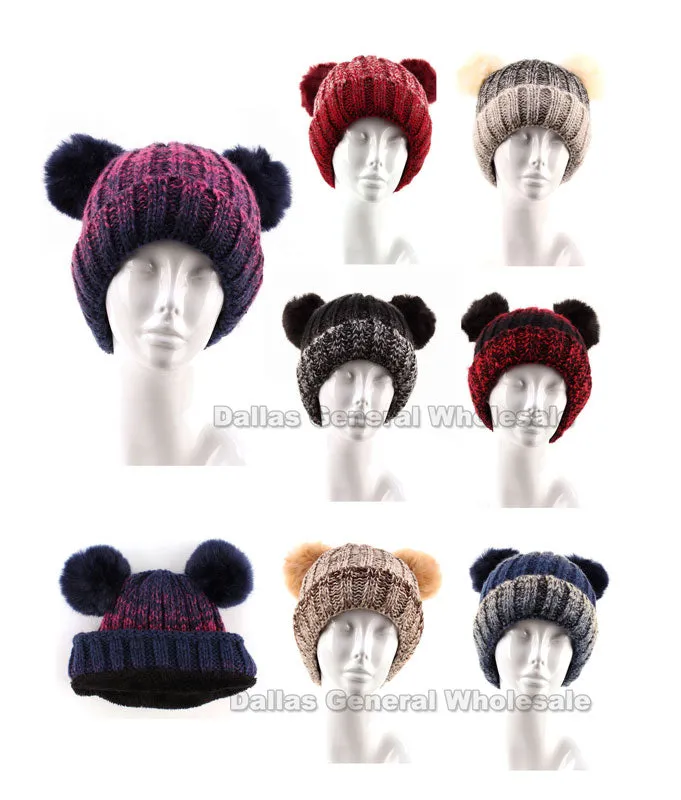 Girls Trendy Pom Pom Beanie Hats Wholesale