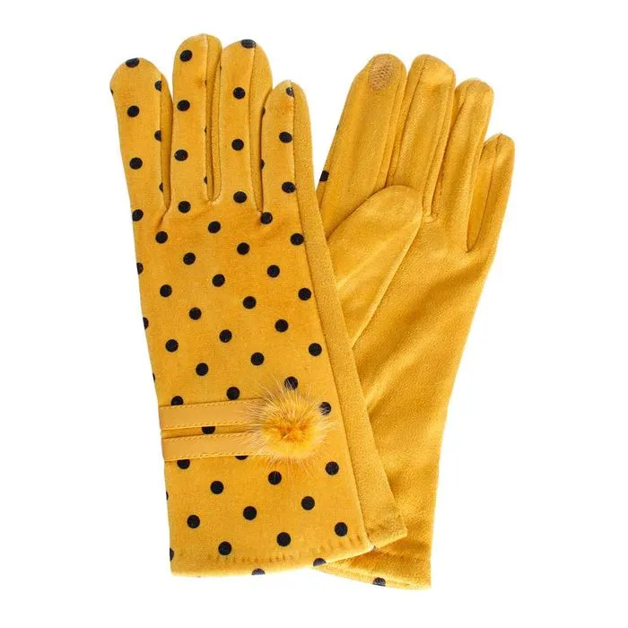 Gloves Mustard Polka Dot Winter Gloves for Women