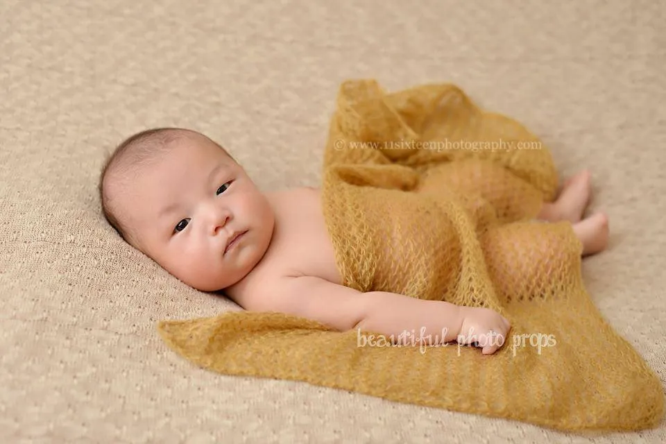 Gold Soft Mohair Knit Baby Wrap