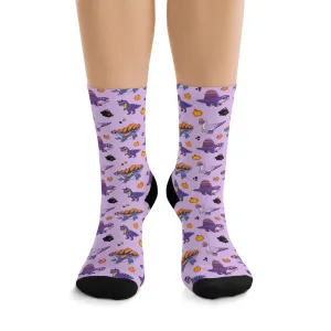 Halloween Dinos - Purple Recycled Poly Socks