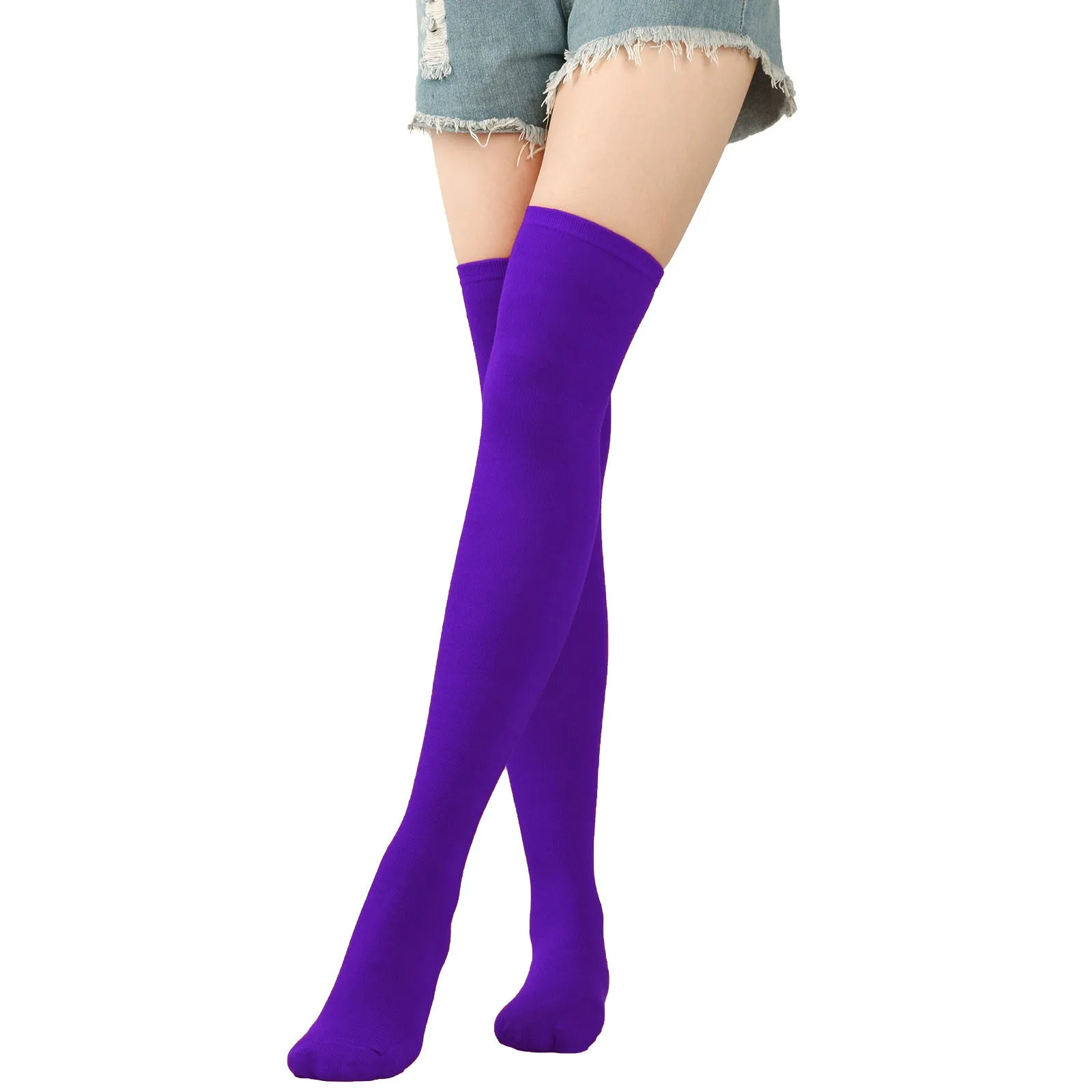 Halloween Knee Socks Purple Socks Diagonal Stripes