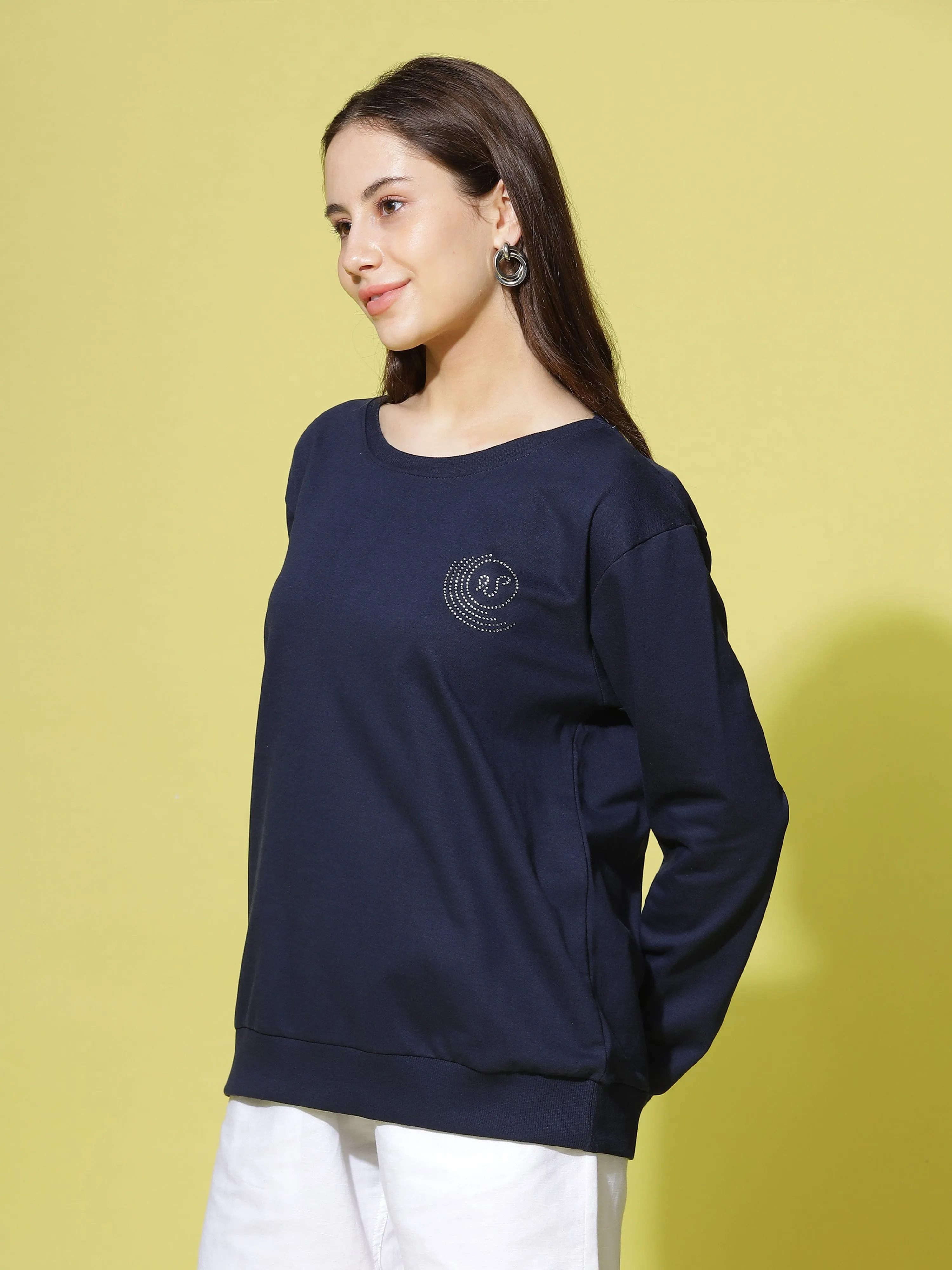 Hosiery Cotton Sweatshirt Navy Blue