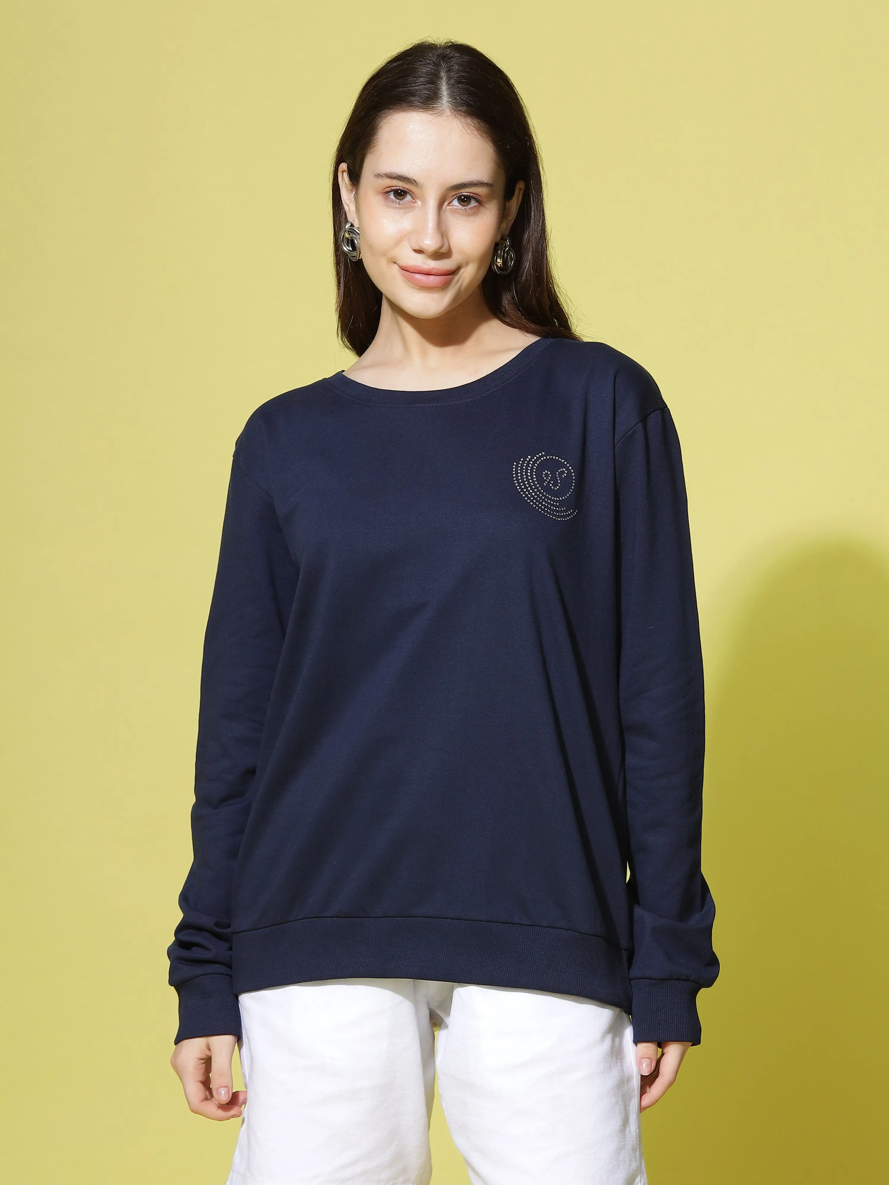 Hosiery Cotton Sweatshirt Navy Blue