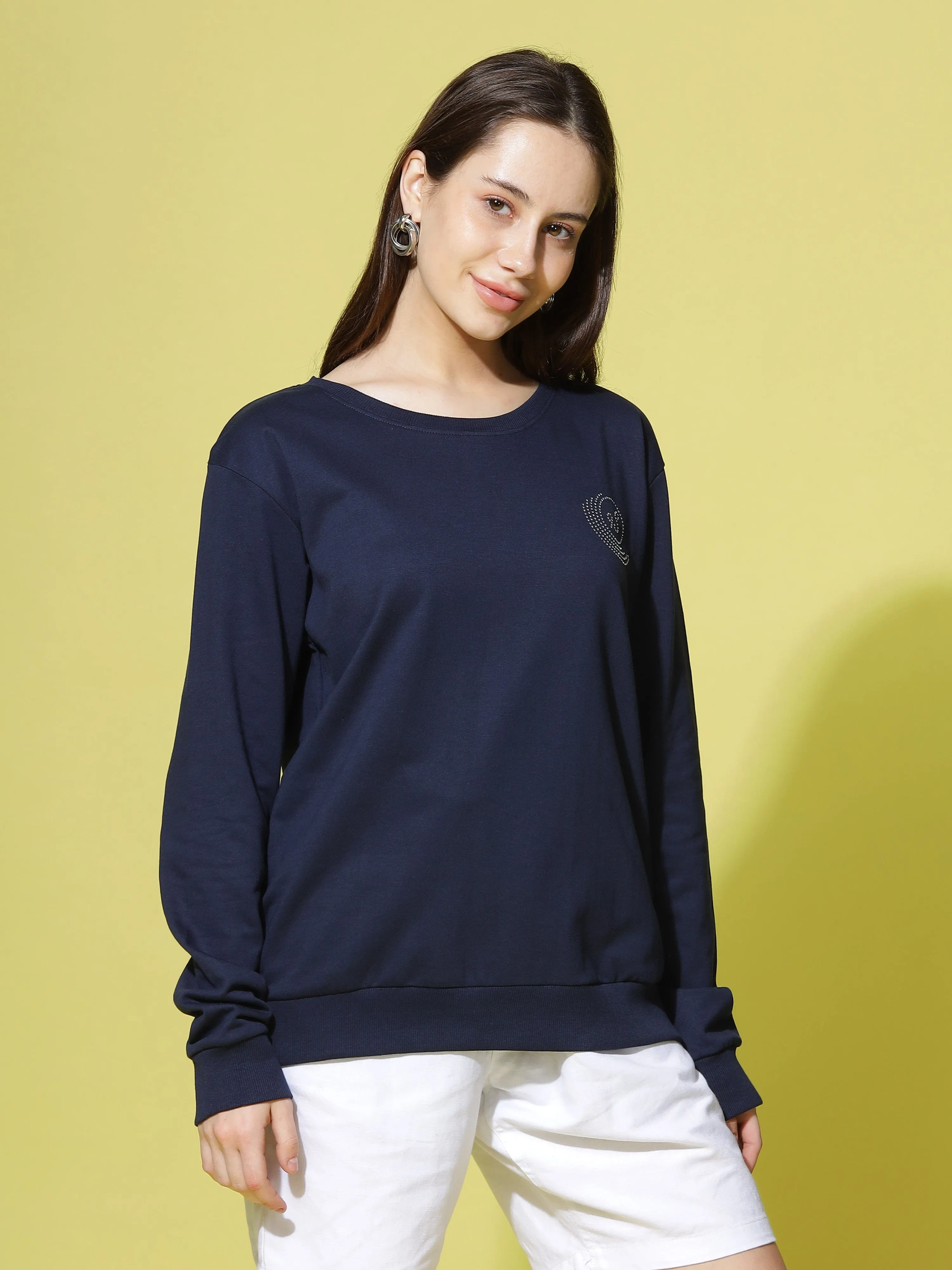 Hosiery Cotton Sweatshirt Navy Blue